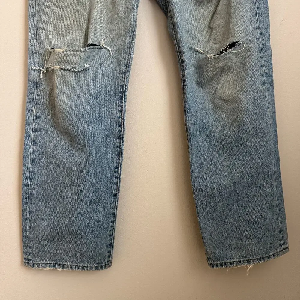 Vintage 90s Levis 501s Thrashed Light Wash Mens 34 x 30 Distressed Red Tab Jeans